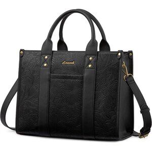 Women Jet Black Imported Faux Leather Satchel Shoulder Crossbody Top Handle Bag